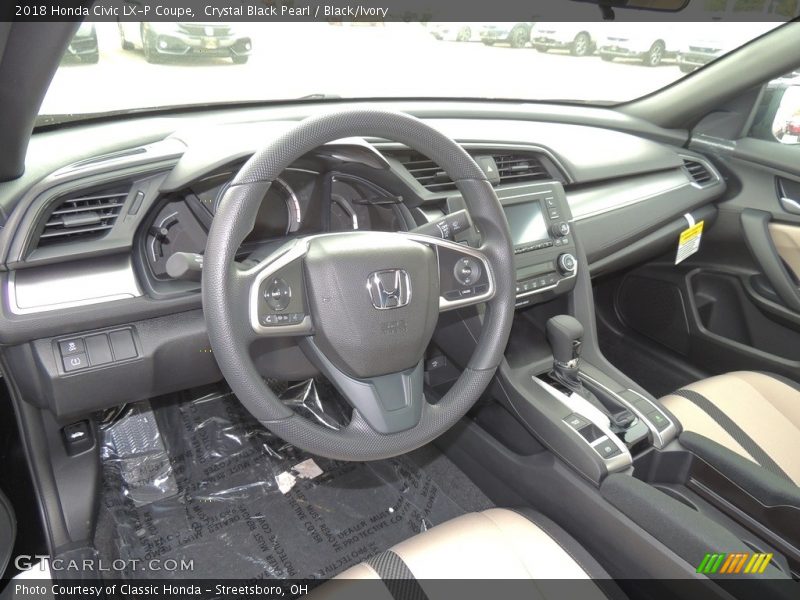 Crystal Black Pearl / Black/Ivory 2018 Honda Civic LX-P Coupe