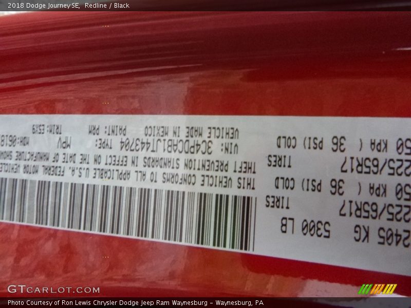 Redline / Black 2018 Dodge Journey SE