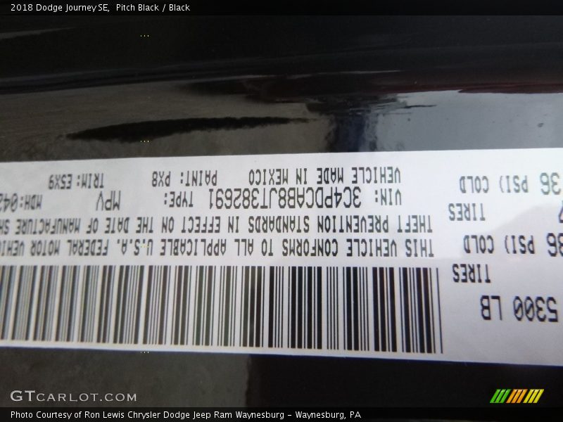 Pitch Black / Black 2018 Dodge Journey SE