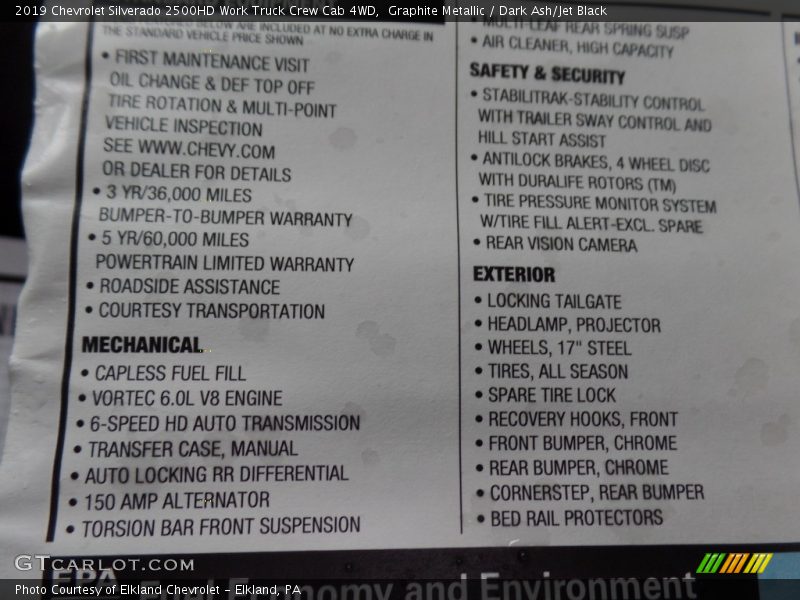 Graphite Metallic / Dark Ash/Jet Black 2019 Chevrolet Silverado 2500HD Work Truck Crew Cab 4WD