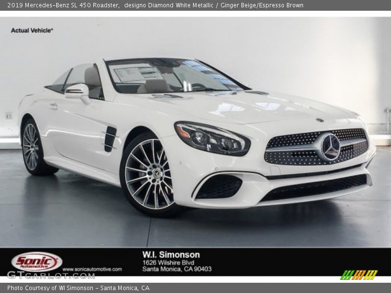 designo Diamond White Metallic / Ginger Beige/Espresso Brown 2019 Mercedes-Benz SL 450 Roadster