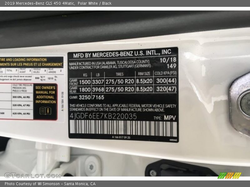 Polar White / Black 2019 Mercedes-Benz GLS 450 4Matic