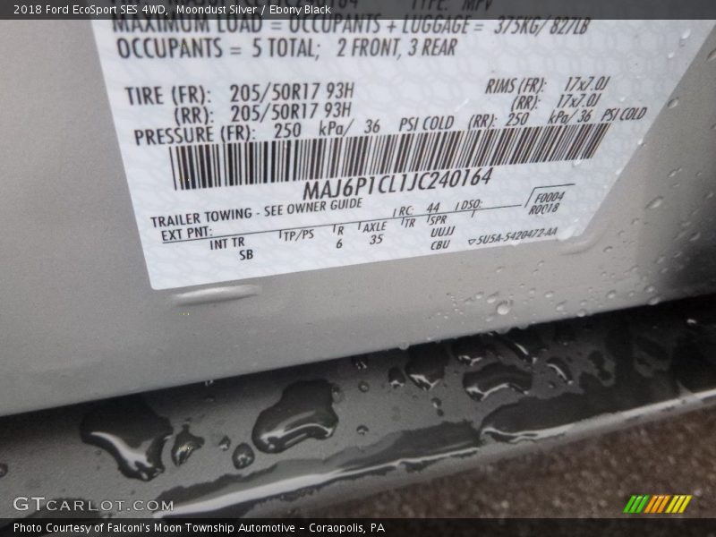 Moondust Silver / Ebony Black 2018 Ford EcoSport SES 4WD