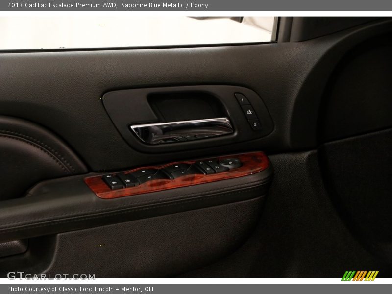 Sapphire Blue Metallic / Ebony 2013 Cadillac Escalade Premium AWD