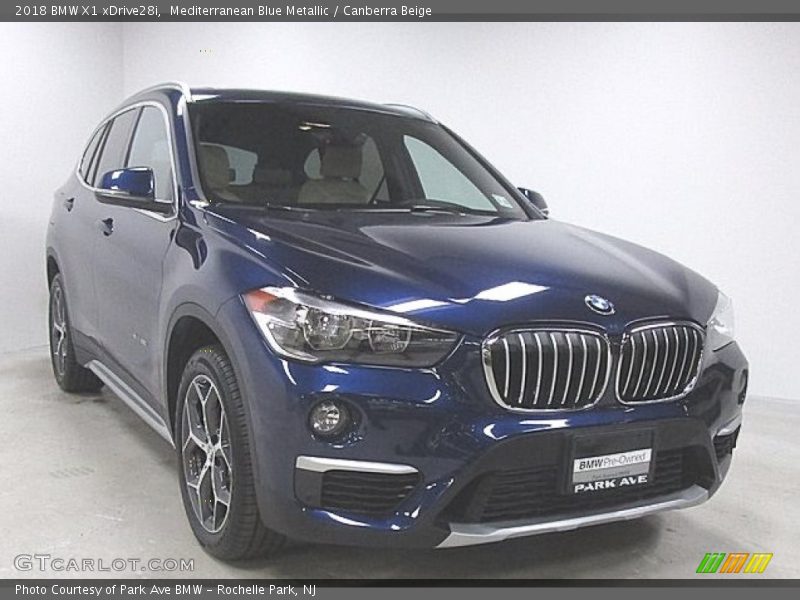 Mediterranean Blue Metallic / Canberra Beige 2018 BMW X1 xDrive28i