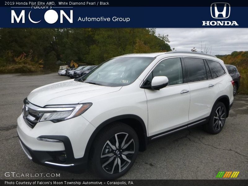 White Diamond Pearl / Black 2019 Honda Pilot Elite AWD