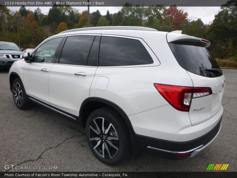 White Diamond Pearl / Black 2019 Honda Pilot Elite AWD