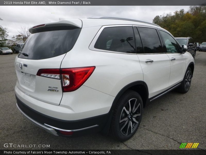 White Diamond Pearl / Black 2019 Honda Pilot Elite AWD