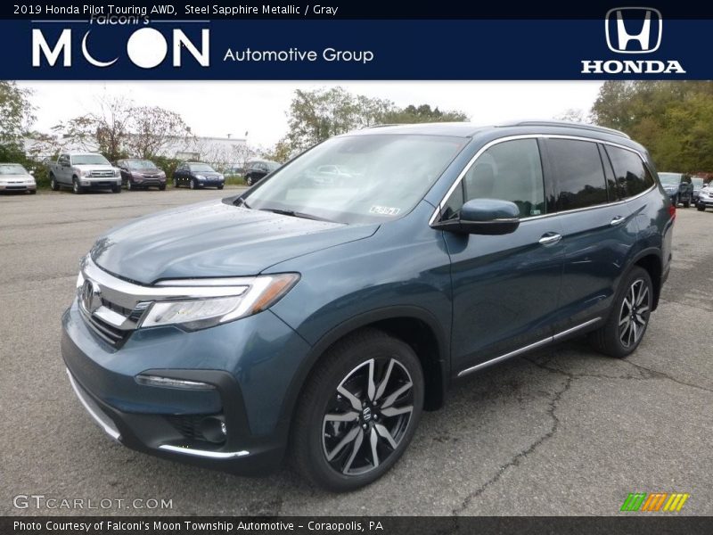 Steel Sapphire Metallic / Gray 2019 Honda Pilot Touring AWD