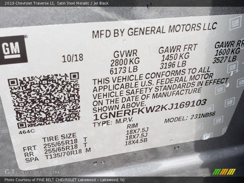 Satin Steel Metallic / Jet Black 2019 Chevrolet Traverse LS