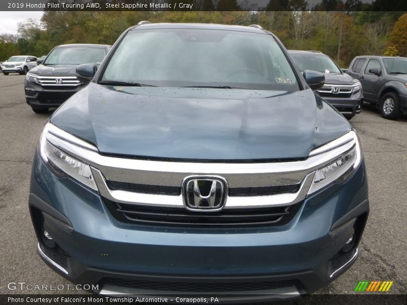 Steel Sapphire Metallic / Gray 2019 Honda Pilot Touring AWD