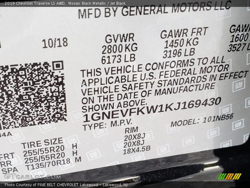 Mosaic Black Metallic / Jet Black 2019 Chevrolet Traverse LS AWD