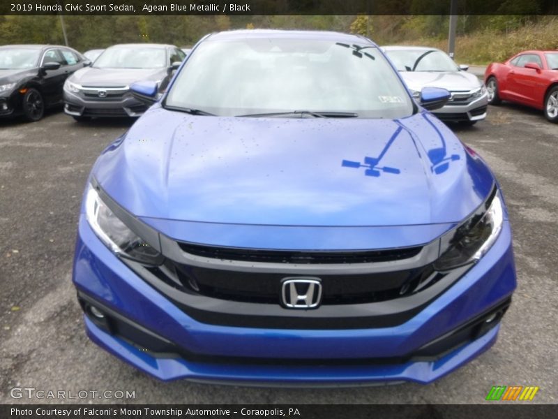 Agean Blue Metallic / Black 2019 Honda Civic Sport Sedan