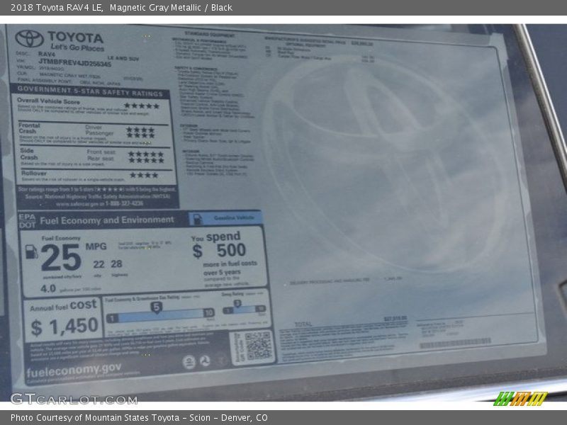 Magnetic Gray Metallic / Black 2018 Toyota RAV4 LE