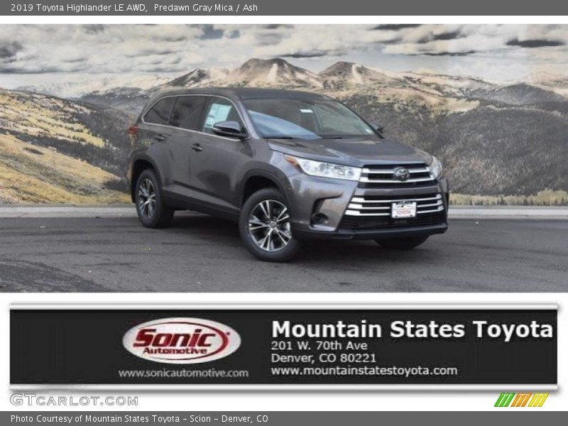 Predawn Gray Mica / Ash 2019 Toyota Highlander LE AWD