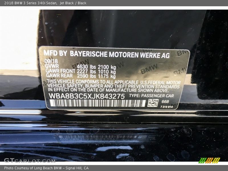 Jet Black / Black 2018 BMW 3 Series 340i Sedan