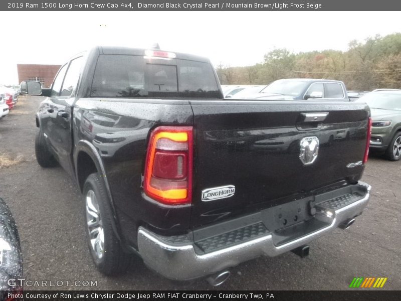 Diamond Black Crystal Pearl / Mountain Brown/Light Frost Beige 2019 Ram 1500 Long Horn Crew Cab 4x4