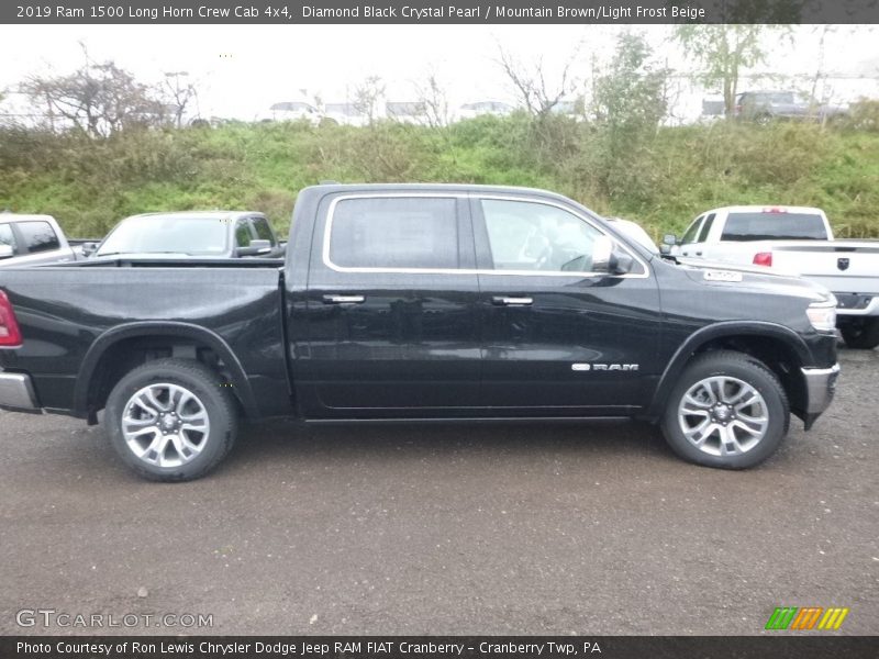 Diamond Black Crystal Pearl / Mountain Brown/Light Frost Beige 2019 Ram 1500 Long Horn Crew Cab 4x4