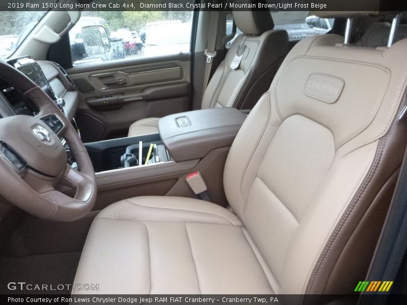 Diamond Black Crystal Pearl / Mountain Brown/Light Frost Beige 2019 Ram 1500 Long Horn Crew Cab 4x4