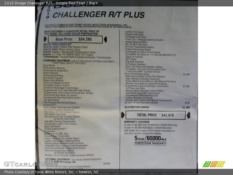 Octane Red Pearl / Black 2019 Dodge Challenger R/T