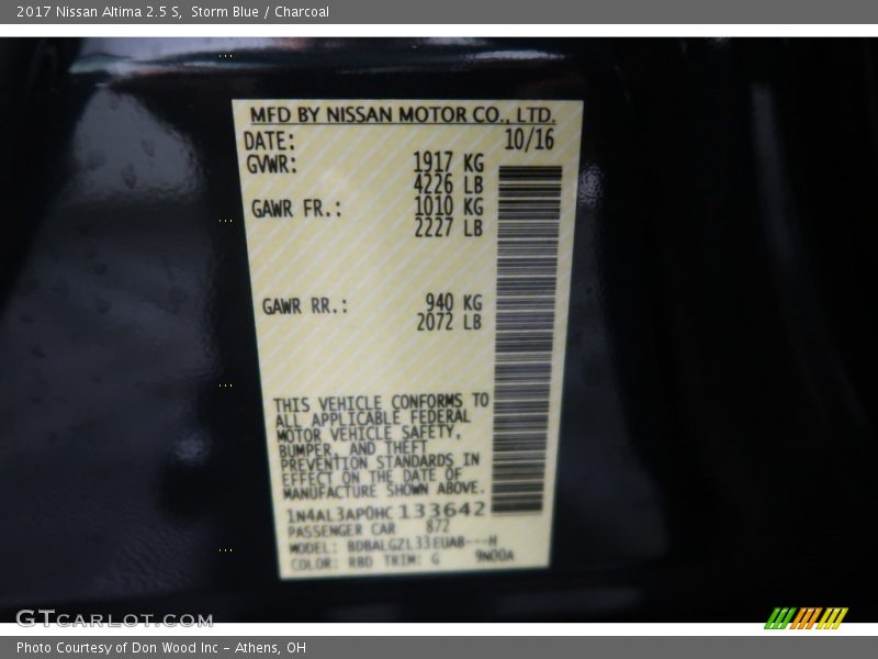 Storm Blue / Charcoal 2017 Nissan Altima 2.5 S