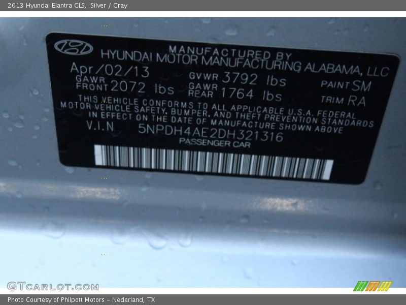 Silver / Gray 2013 Hyundai Elantra GLS