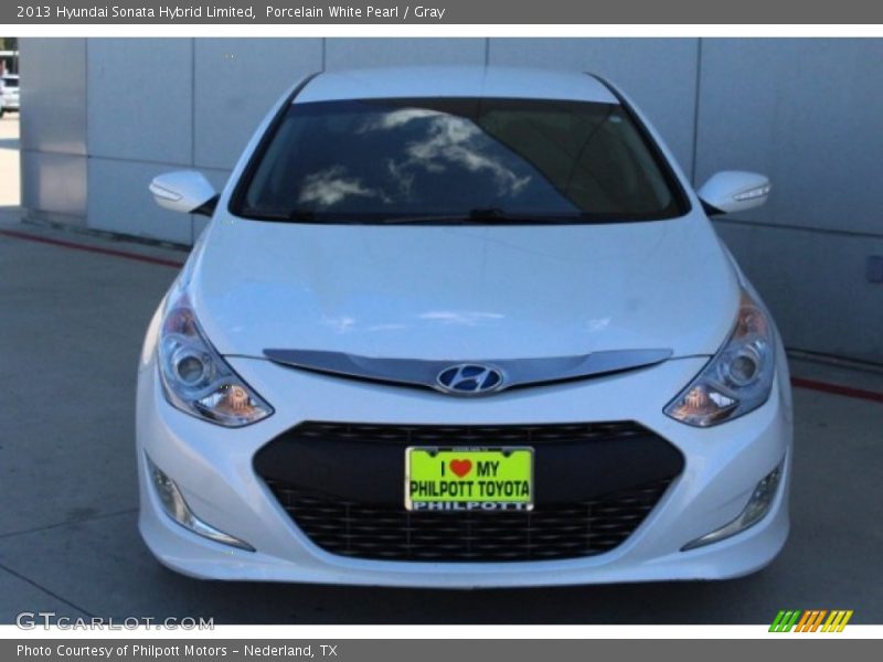 Porcelain White Pearl / Gray 2013 Hyundai Sonata Hybrid Limited