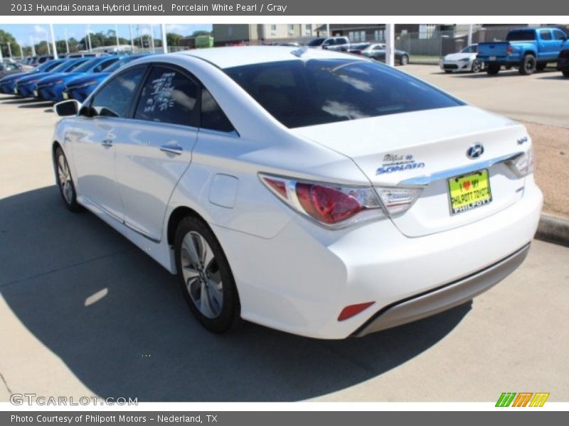 Porcelain White Pearl / Gray 2013 Hyundai Sonata Hybrid Limited