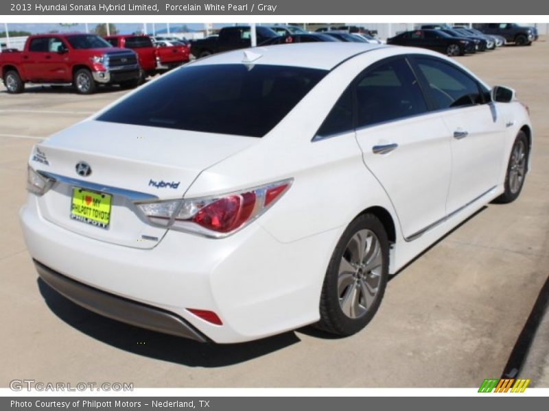 Porcelain White Pearl / Gray 2013 Hyundai Sonata Hybrid Limited
