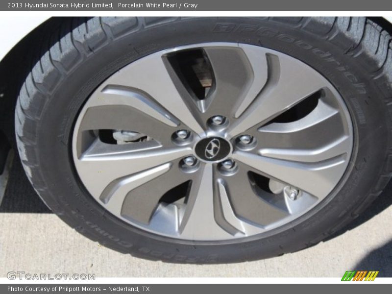 Porcelain White Pearl / Gray 2013 Hyundai Sonata Hybrid Limited
