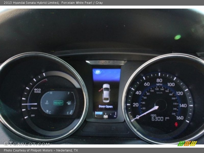Porcelain White Pearl / Gray 2013 Hyundai Sonata Hybrid Limited