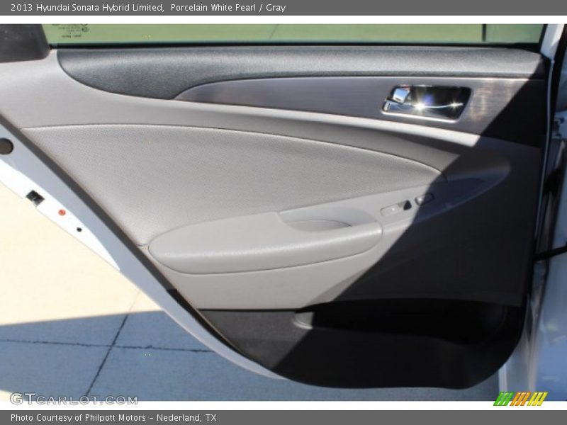Porcelain White Pearl / Gray 2013 Hyundai Sonata Hybrid Limited