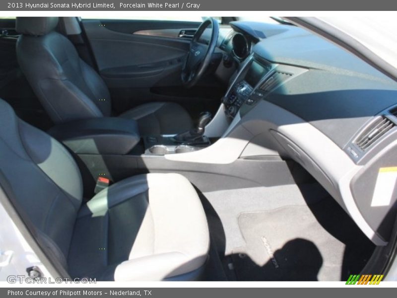 Porcelain White Pearl / Gray 2013 Hyundai Sonata Hybrid Limited