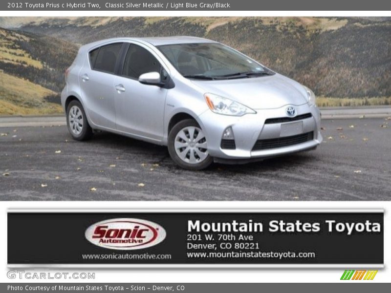 Classic Silver Metallic / Light Blue Gray/Black 2012 Toyota Prius c Hybrid Two