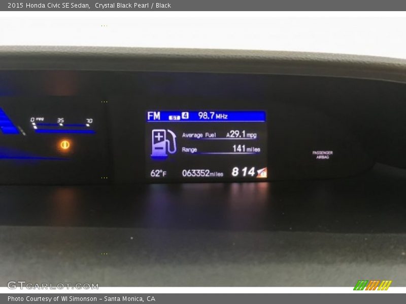 Crystal Black Pearl / Black 2015 Honda Civic SE Sedan