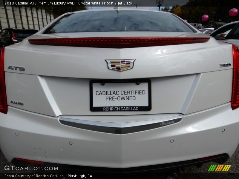 Crystal White Tricoat / Jet Black 2018 Cadillac ATS Premium Luxury AWD