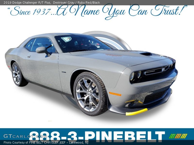 Destroyer Gray / Ruby Red/Black 2019 Dodge Challenger R/T Plus