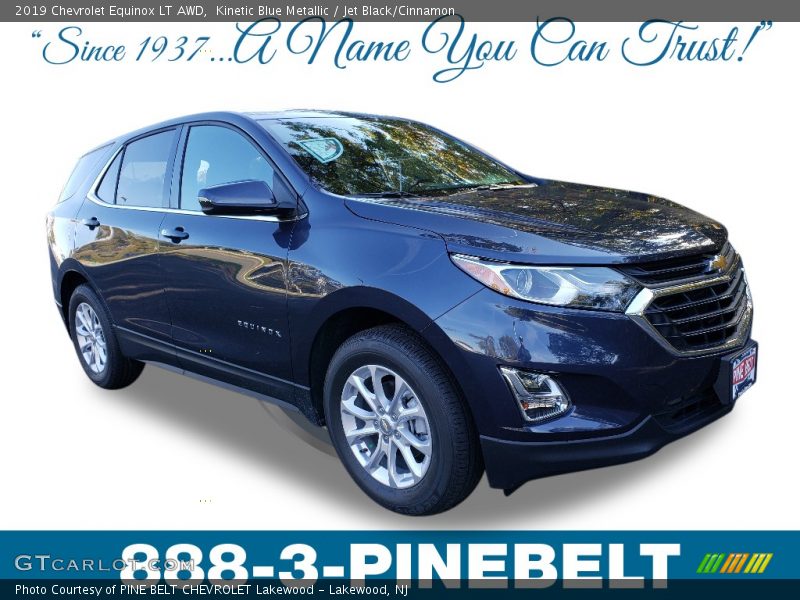 Kinetic Blue Metallic / Jet Black/Cinnamon 2019 Chevrolet Equinox LT AWD