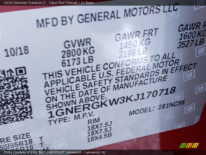 Cajun Red Tintcoat / Jet Black 2019 Chevrolet Traverse LT