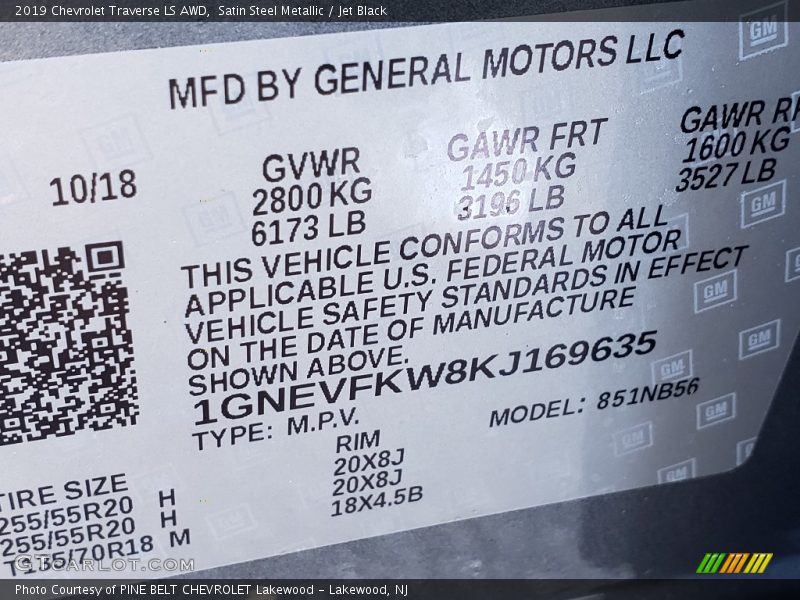 Satin Steel Metallic / Jet Black 2019 Chevrolet Traverse LS AWD