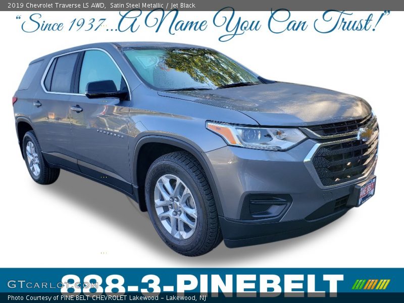 Satin Steel Metallic / Jet Black 2019 Chevrolet Traverse LS AWD