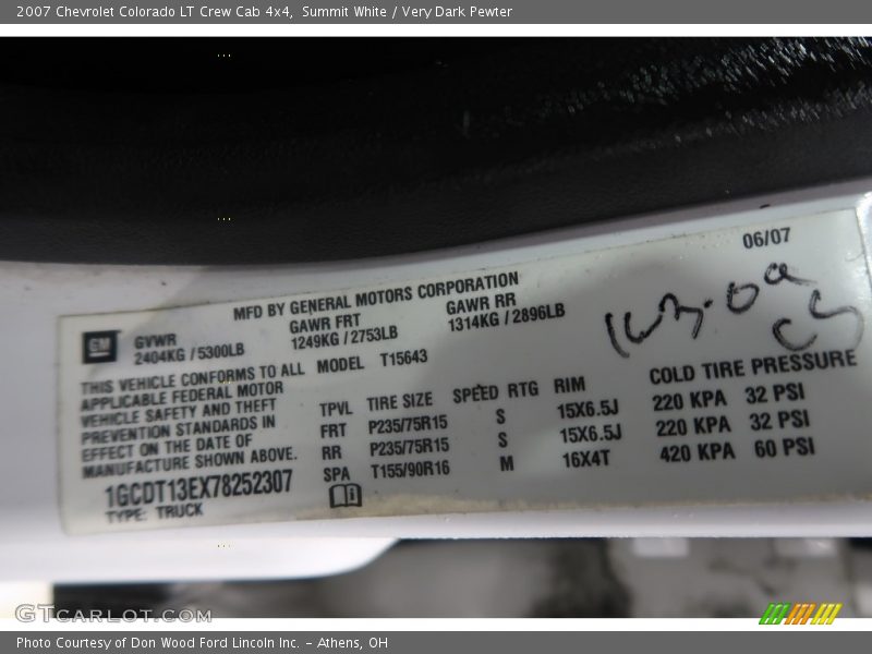 Summit White / Very Dark Pewter 2007 Chevrolet Colorado LT Crew Cab 4x4