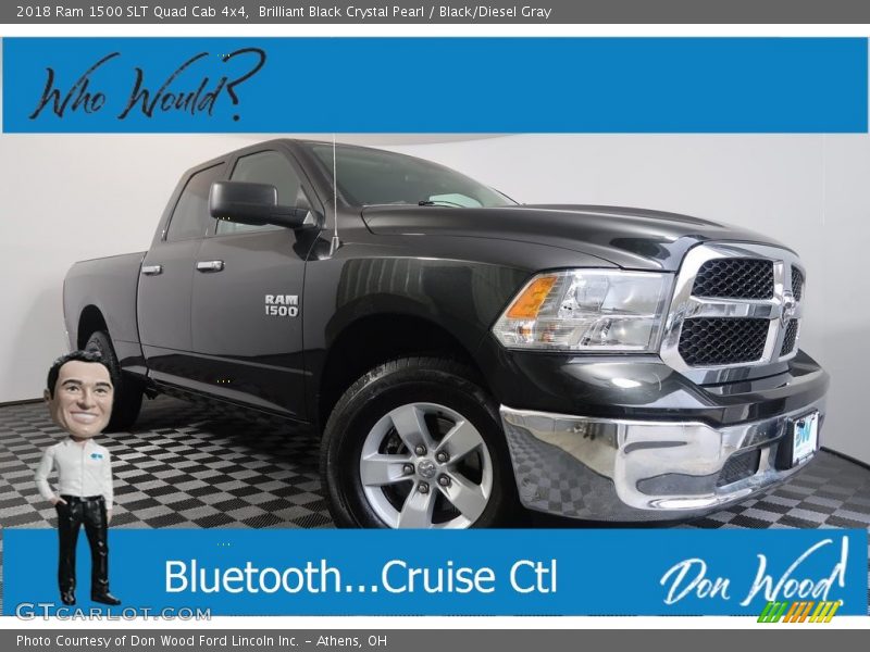 Brilliant Black Crystal Pearl / Black/Diesel Gray 2018 Ram 1500 SLT Quad Cab 4x4