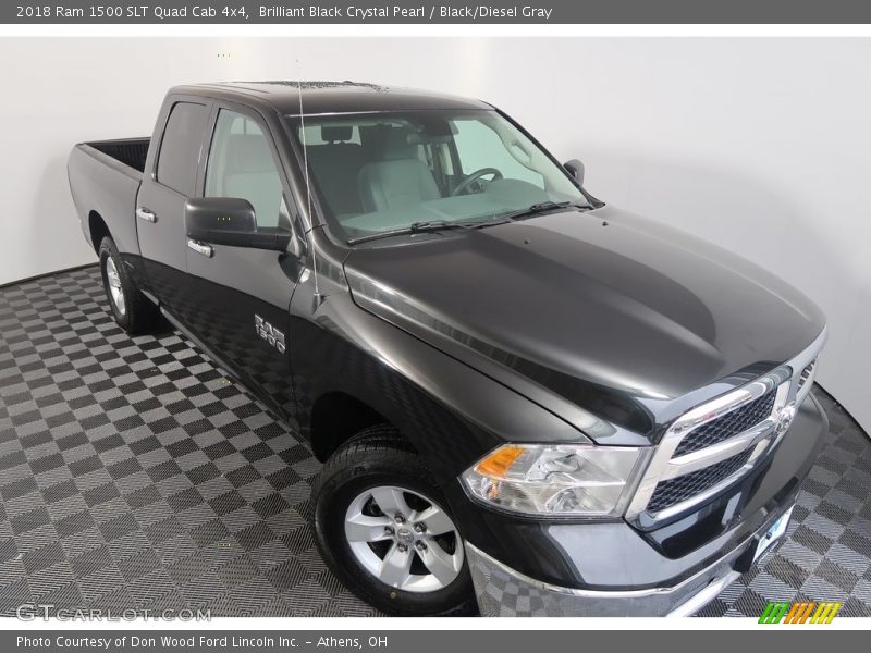 Brilliant Black Crystal Pearl / Black/Diesel Gray 2018 Ram 1500 SLT Quad Cab 4x4