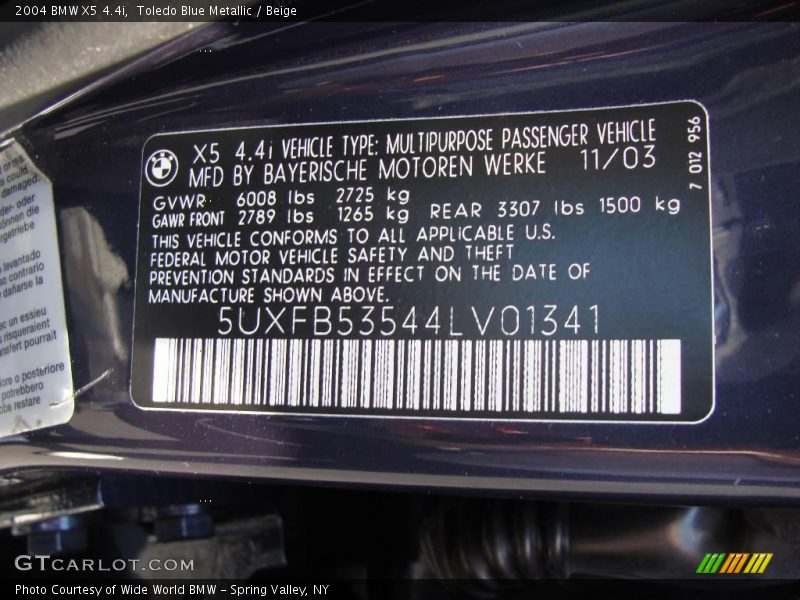 Toledo Blue Metallic / Beige 2004 BMW X5 4.4i