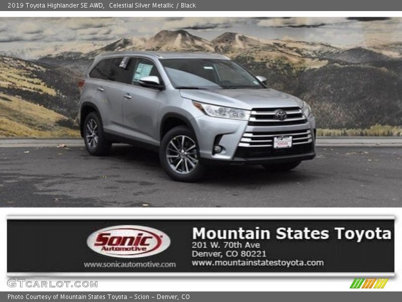 Celestial Silver Metallic / Black 2019 Toyota Highlander SE AWD