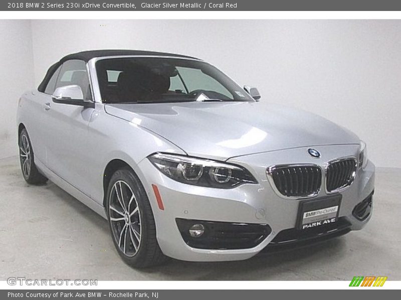 Glacier Silver Metallic / Coral Red 2018 BMW 2 Series 230i xDrive Convertible