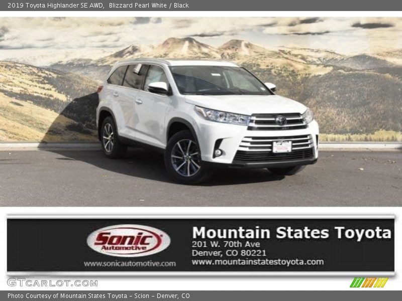 Blizzard Pearl White / Black 2019 Toyota Highlander SE AWD