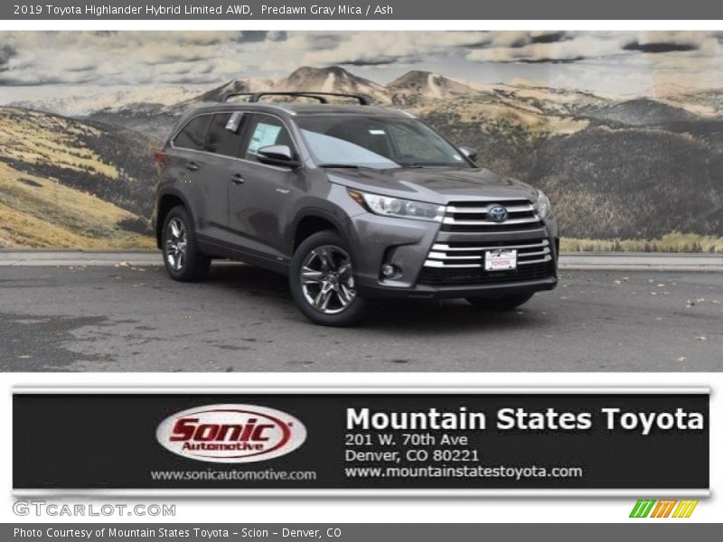 Predawn Gray Mica / Ash 2019 Toyota Highlander Hybrid Limited AWD