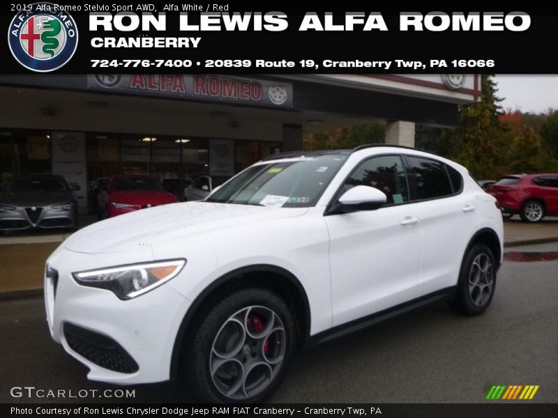 Alfa White / Red 2019 Alfa Romeo Stelvio Sport AWD